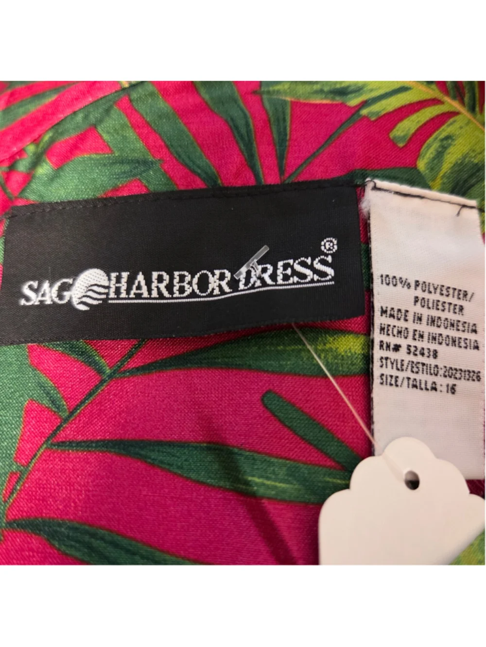 Women's Sag Harbor Tropical Print Two-Piece Set Size 16 Pink Green